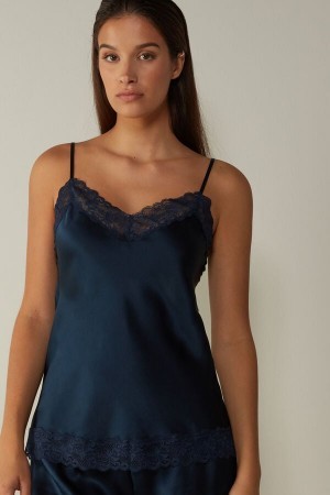 Blue Intimissimi Lace and Silk Top | UCATG59953